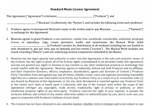 Standard Music License Agreement
